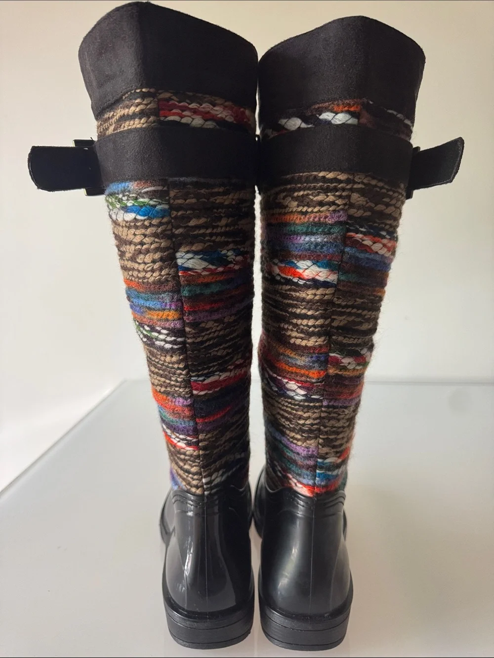 Nomad Chopper Multicolor Knit Rain Boots Size 9